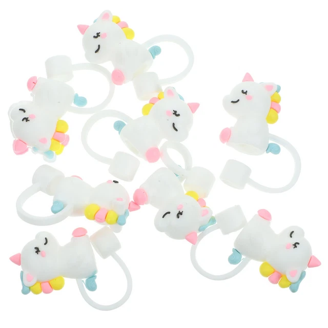 8 pz tappi per paglia in gel di silice unicorno tappi per cannuccia in silicone