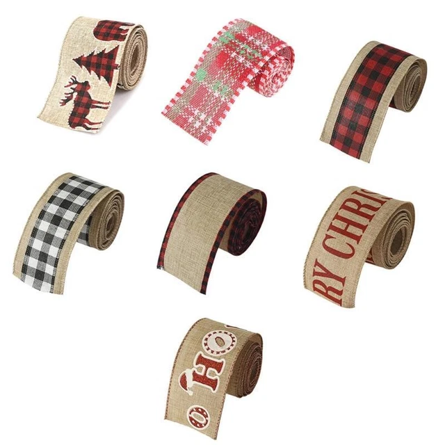 Plaid Ribbon Christmas Burlap Fabric Craft Ribbon for Gift Wrapping Wedding Roll
