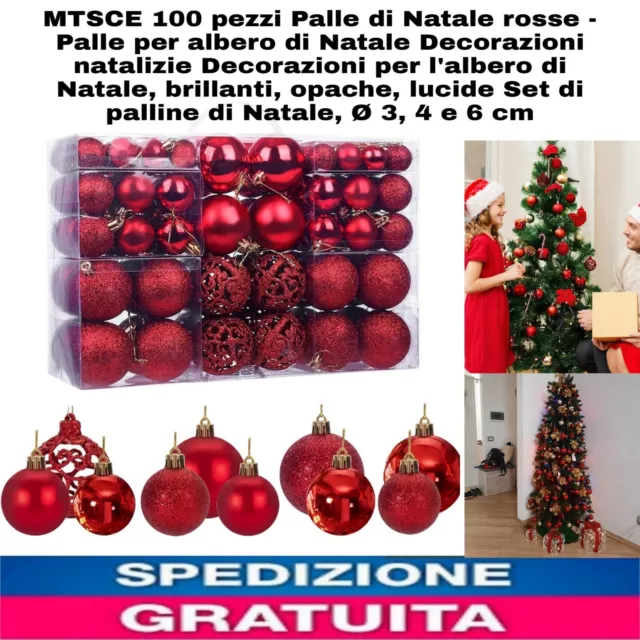 100pz Palle di Natale rosse - Palle x albero di Natale Decorazioni natalizie