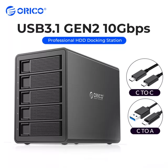 ORICO 5 Bay 10Gbps Hard Drive Enclosure Type C DaisyChain Enterprise