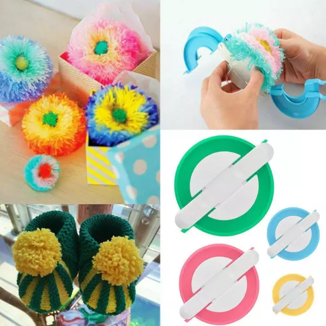 Pom pom Maker Kit Pelusa Tejedor Agujas Tejer Artesanía Set O5Y7 Bobble K0S7