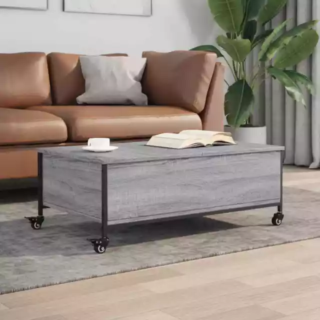 Vidaxl Tavolino con Ruote Grigio Sonoma 91x55x34 cm Legno Multistrato