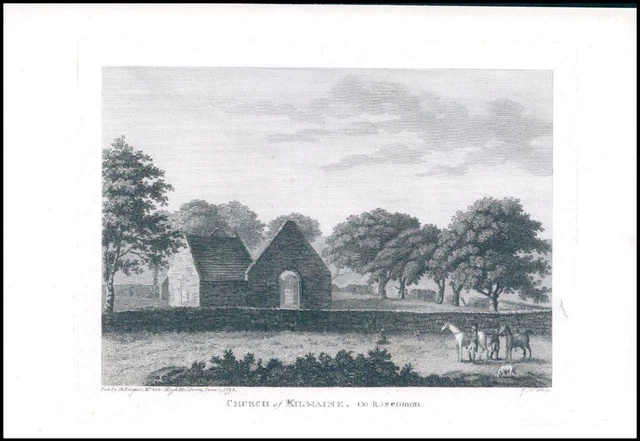 1797 Engraving IRELAND View of CHURCH OF KILMAINE Co.Roscomon Roscommon (IG29)