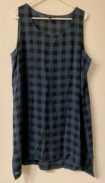 Eileen Fisher Women’s Silk Tunic Buffalo Check Sleeveless- XL