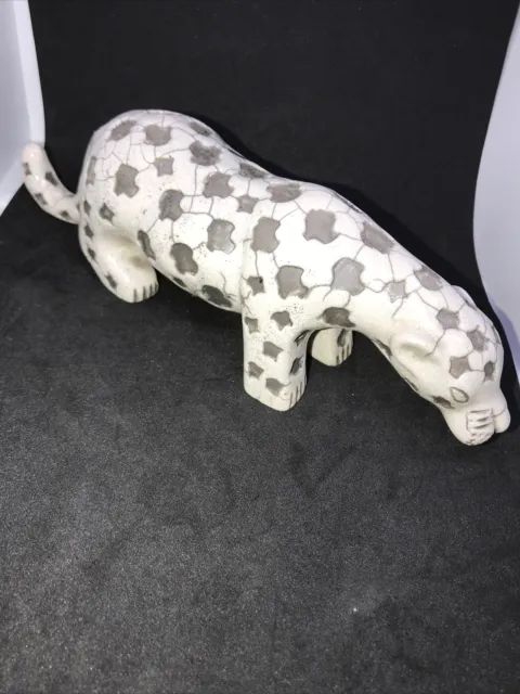 Raku Pottery South Africa Lepoard Cheetah Animal Figurine Signed 9” Labelled