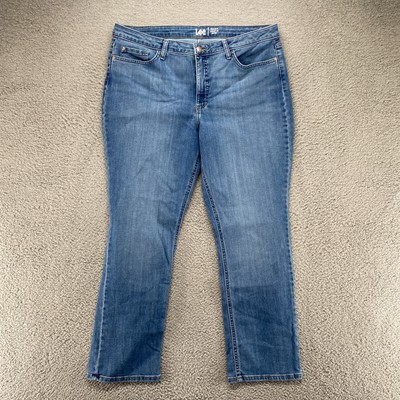 Lee Straight Leg Jeans Womens Size 18 Mid Rise Regular Fit Cotton Blend Stretch