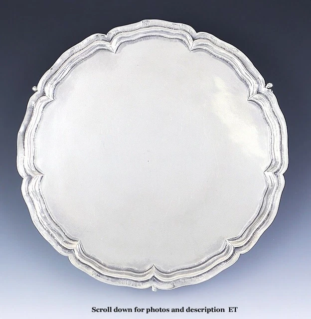 Early to Mid 1800s Spanish Colonial European Silver Salver/Tray w/Figural Feet