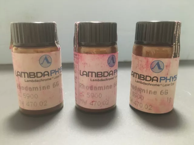3 Sealed Lambda Physik Lambdachrome Laser Dye Rhodamine 6G LC 5900 1g (MW470.02)