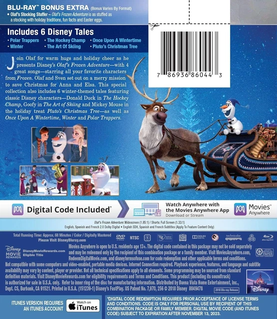 OLAF’S FROZEN ADVENTURE + 6 Disney Tales Blu-ray DVD Wholesale Local ...