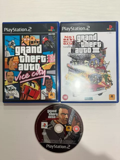 3x PS2 GTA Bundle Grand Theft Auto Vice City Liberty City 3 Playstation