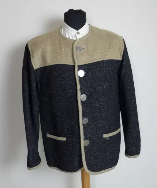 "STAPF" Herren Trachten Jacke Janker  Gr. 48 anthrazit beige