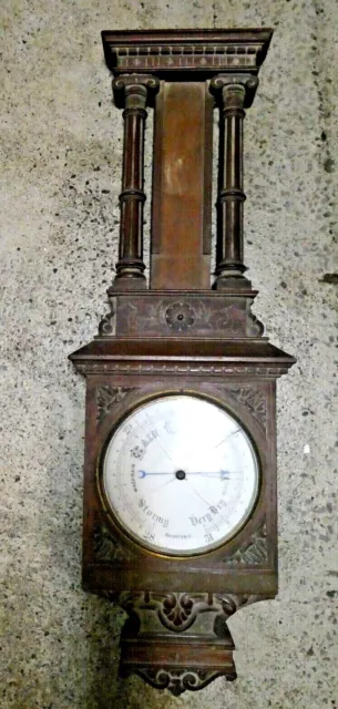Antique Banjo Clock Face Wall Holosteric Barometer Ornate Carving