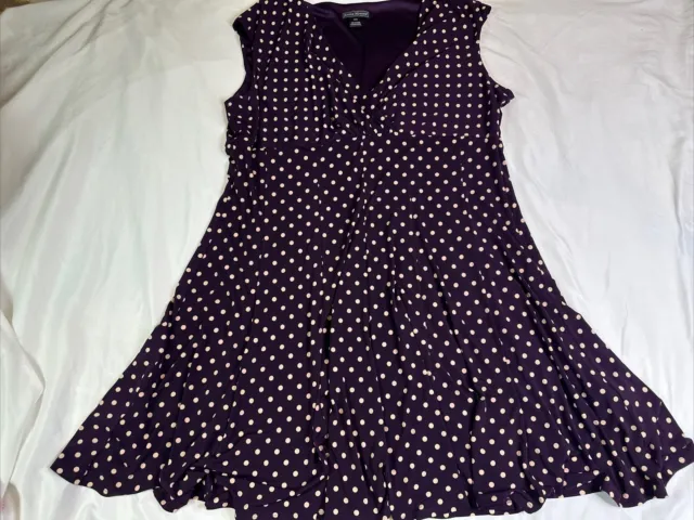 Jessica Howard Dress Women's Size 24W  Purple W/ Polka Dots V-Neck Midi Preowned