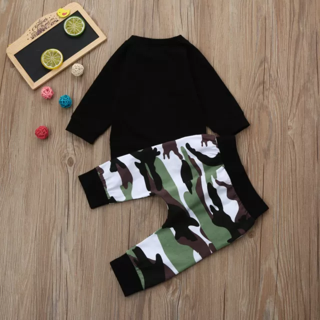 Winter Toddler Kids Baby Boy T Shirt Tops + Camouflage Pants Outfits Clothes AU 3