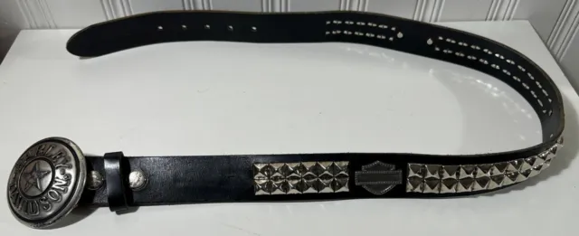 Harley Davidson Belt Black Size 32 Studded, Leather 1 1/2" Wide