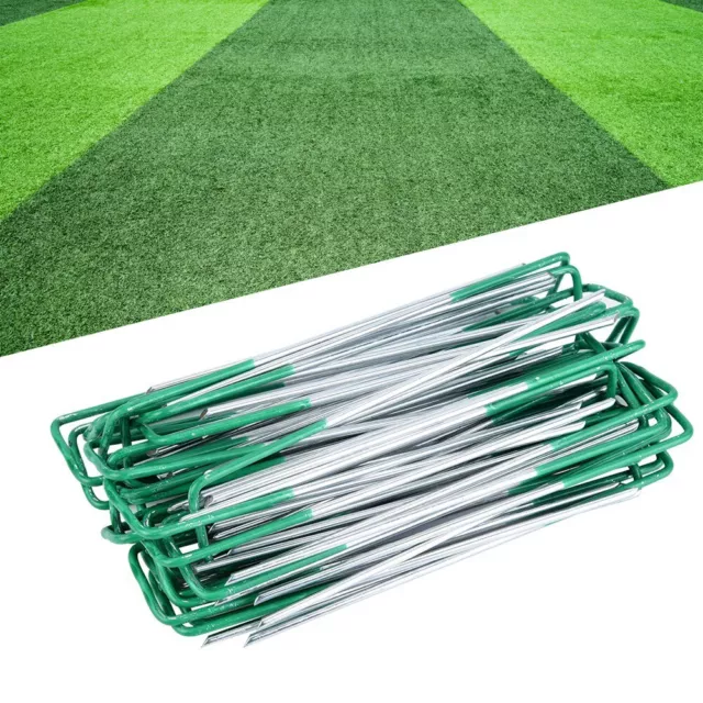 100pcs Half Green Artificial Grass Turf U Pins Metal Galvanised Pegs FR