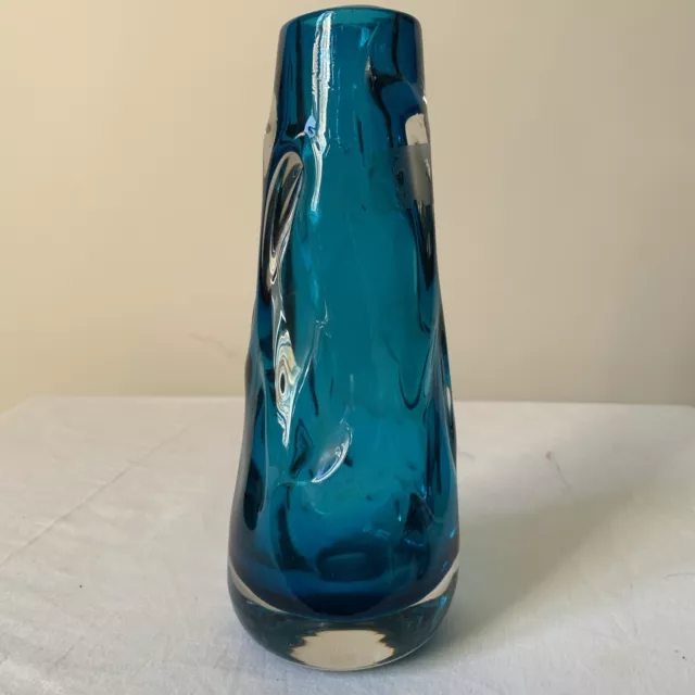 whitefriars glass Cases Knobbly Vase geoffrey baxter #9612 Kingfisher Blue 9.5in