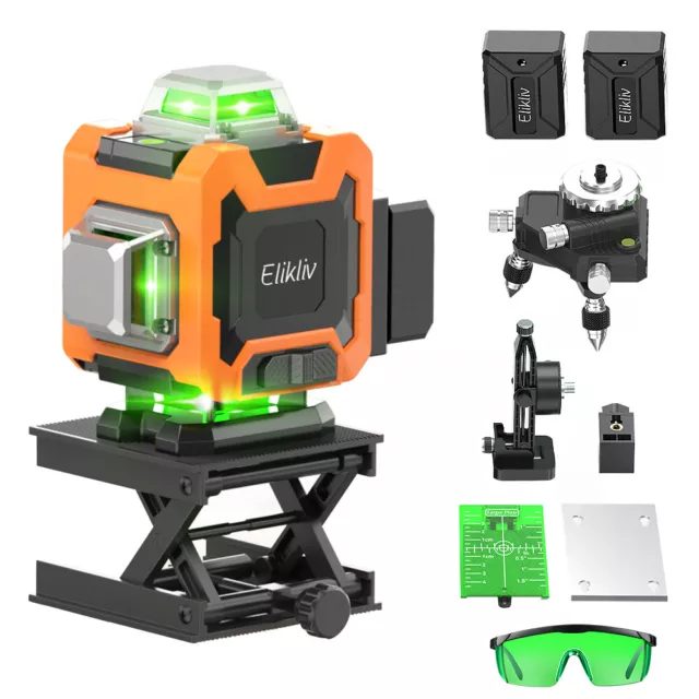 Elikliv 4D Laser Level 360 Autolivellante 16Line 200Ft 4x360° Cross Line