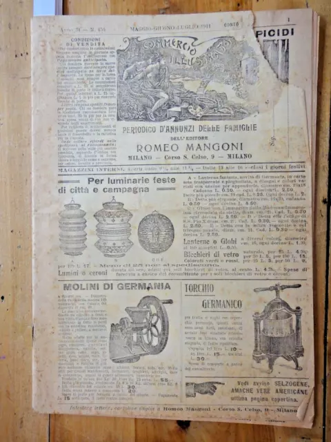 1911-IL COMMERCIO ILLUSTRATO-Periodico d'annunci-Romeo Mangoni, Milano-Curioso+
