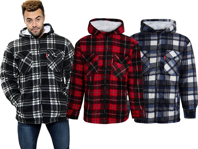 Mens Padded Sherpa Lined Lumberjack Flannel Work Jacket Warm Thick Shirt Uks-5Xl