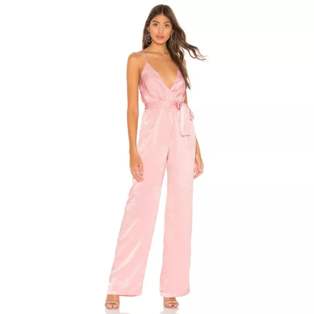 Lovers and Friends Jumpsuit Women Small Pink Wide Leg Satin Tony Carlita Slinky