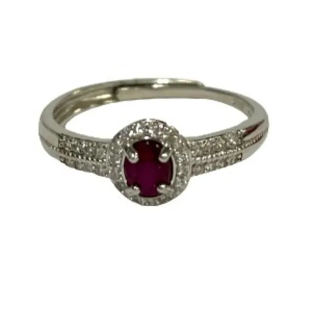 🌞 Natural ruby ring, oval cut, .30ct, 925 sterling silver, size 6-8