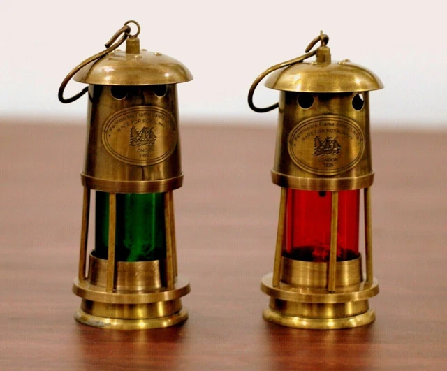 Set mit 2 Lampen, Laternen, Öl, Messing, Schiff, nautisch, klein, maritim,...