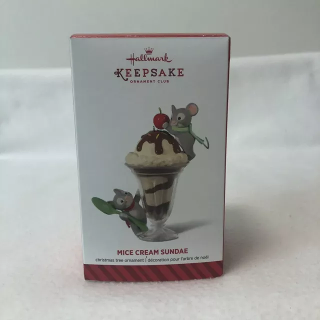 Hallmark Keepsake Christmas Ornament Mice Cream Sundae 2014 Member Exclusive