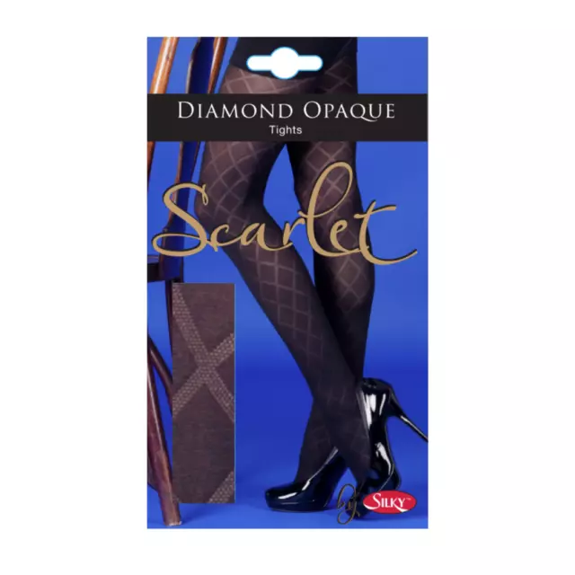 Ladies Silky Scarlet Diamond Opaque Tights In Black 70D - Medium/Large/X-Large