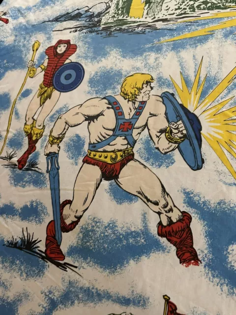 Sábana de cama vintage 1983 Masters of the Universe MOTU doble ajustada