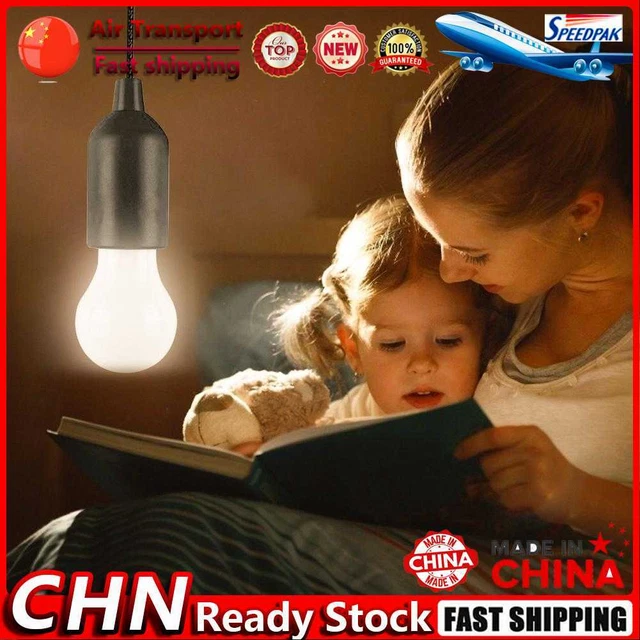 Lampe suspendue portable colorée à piles avec cordon de traction à LED (noir) Fr