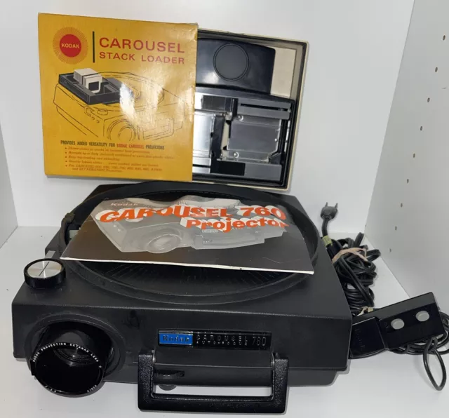 Kodak Carousel 760 Slide Projector with Remote & Stack Loader VINTAGE RARE