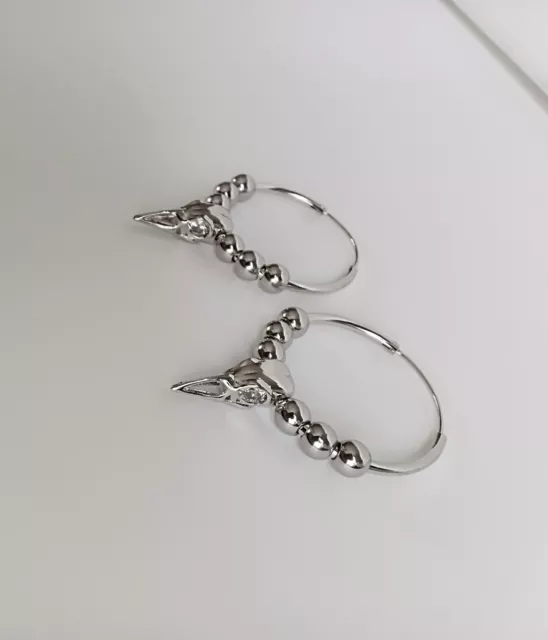 CZ Crow Skull Stainless Steel Hoop Earrings