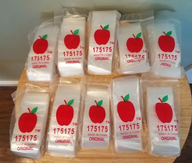 1000 PACK APPLE BRAND 2mil CLEAR ZIPLOCK BAGS 1,000 baggies resealable plastic