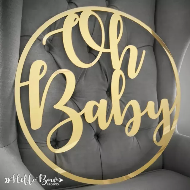 60cm Wide Gold Rose Gold Silver Mirror Acrylic Personalized Hoop Party Name Sign