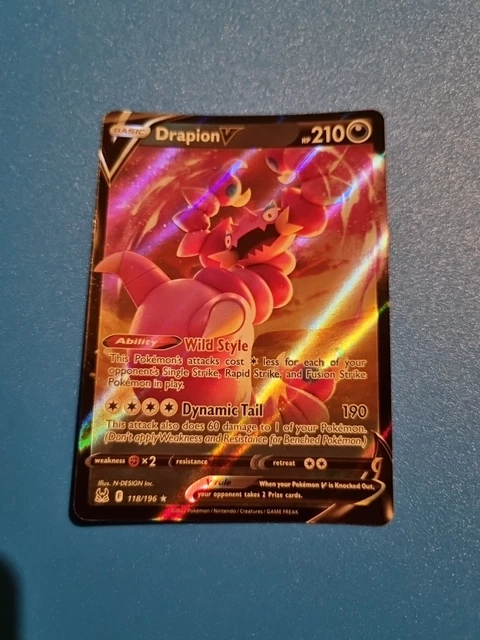 Drapion V Pokemon Card Drapion V 118/196 - Lost Origin Pokemon TCG Card (Ultra Rare Holo, Near Mint) Pokemon Cards Charizard Drapion V Pokemon Card Drapion V 118/196 - Lost Origin Pokemon TCG Card (Ultra Rare Holo, Near Mint) Pokemon Cards Charizard