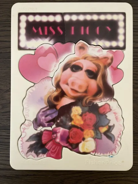 VTG Fisher Price 1981 Muppets Miss Piggy Flowers Tough Finish Puzzle #542