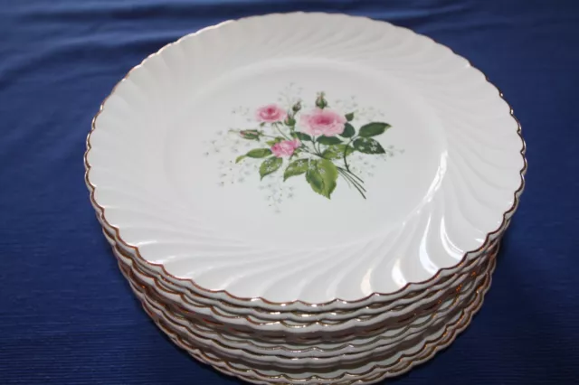 KG LUNEVILLE Bagatelle 12 assiettes plates en faïence 24 cm fleurs  roses