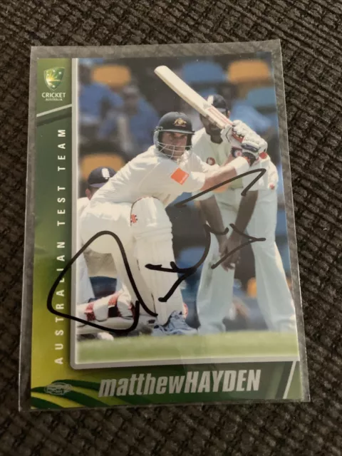 ESP 2003 Matthew Hayden Signed Australian Test Team Cricket Card