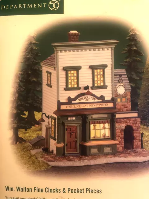 Dept 56 New England Village W Walton Fine Clocks And Pocket Pieces 56628 Intact