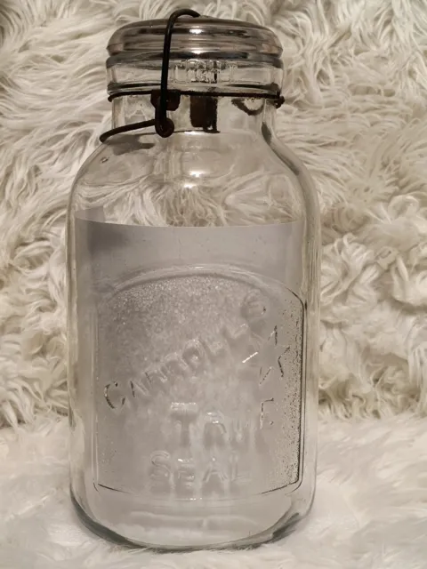 *CARROLLS TRUE-SEAL* Rare Vintage Clear Fruit Mason Type Canning Jar 👍Condition