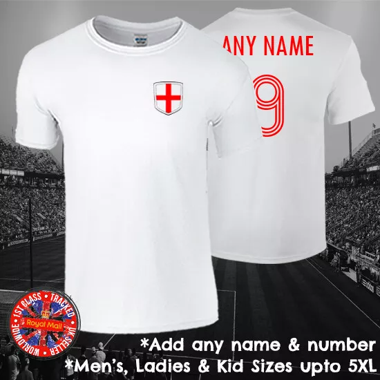 England Personalised Football T-shirt Mens Ladies Kids Euros World Cup Gift