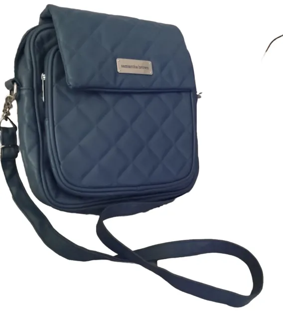 Samantha Brown RFID Protected Blue Quilted Soft Pliable Crossbody Bag Purse