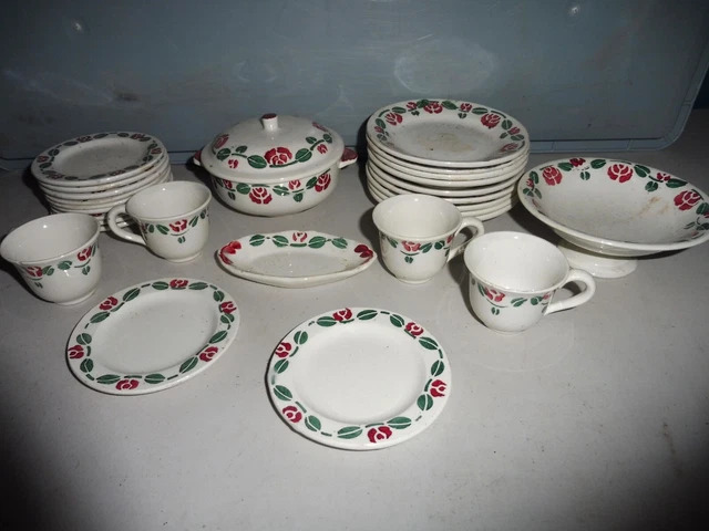 Dînette Ancienne Fareign En Faïence – Jouet Pour Poupée, Décoré
