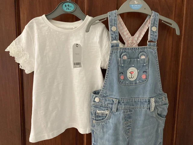 Pacchetto bambina 18-24 mesi nuovo con etichette top in pizzo con lettini orso abbinati