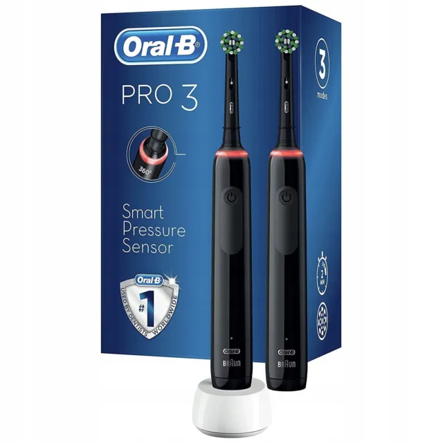 Paquete de dos cepillos de dientes eléctricos Oral-B Pro 3 3900 Black Edition