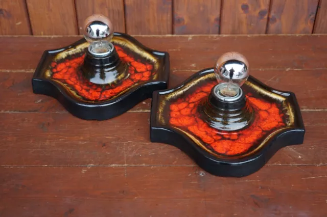 2x Keramik Wandlampe Leuchte 60er Mid Century Space Age 60er Lampe 70er