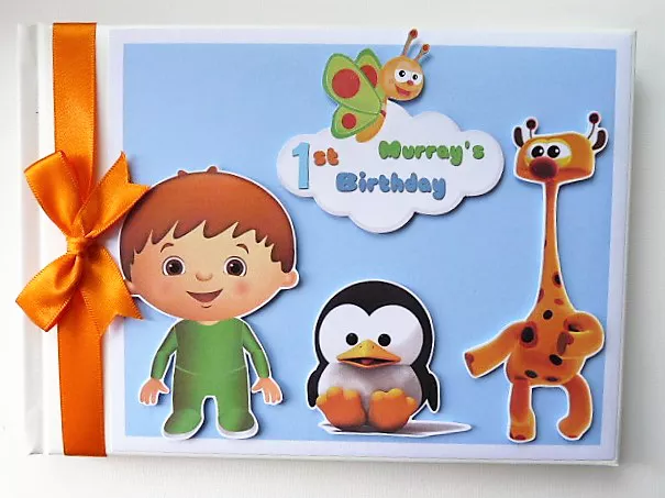 Personalised Baby TV birthday guest book, Baby TV birthday album