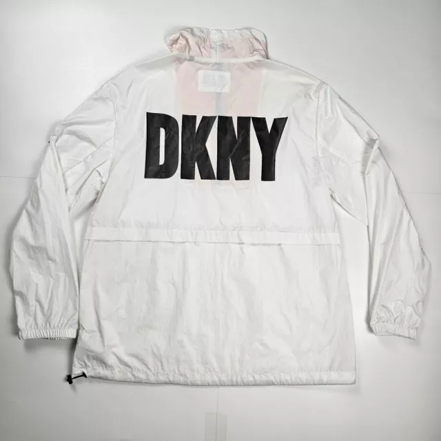 NWT DKNY WINDBREAKER Jacket Mens Medium White Zup Lomg Sleeve ...
