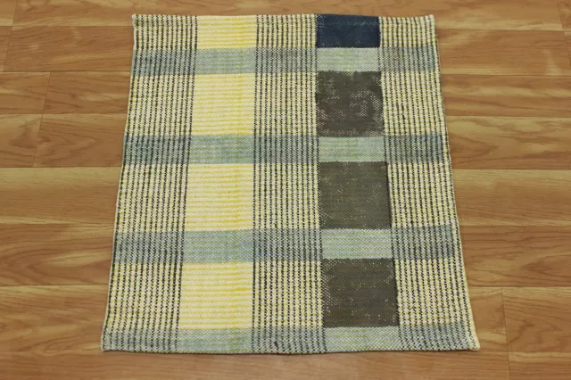 Hand Woven Cotton Dhurries Bedroom Green Kilim Living Room Area Rug Kitchen Mat